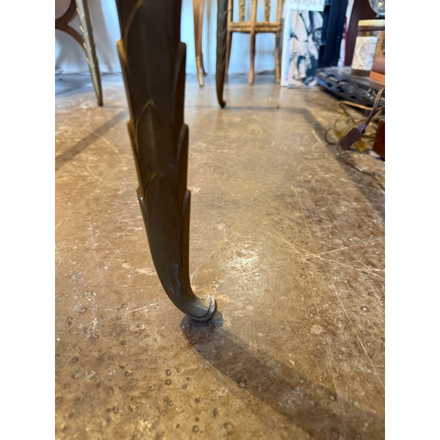 Vintage Brass Coffee Table With Leaf Motif in the Style of Maison Jansen For Sale - Image 9 of 11