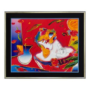 Peter Max, Flower Blossom Lady (Framed Unique Mixed Media on Paper), 1998
