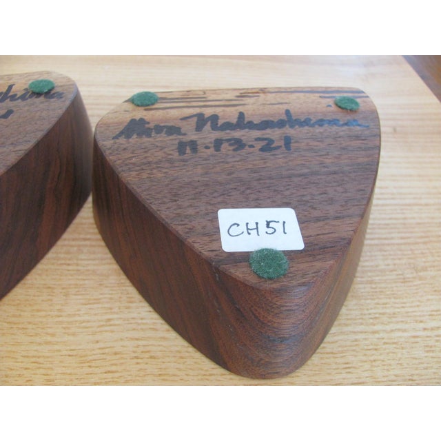 Brown Mira Nakashima Pair of Candleholders Signed Dated Walnut With Sapwood For Sale - Image 8 of 8
