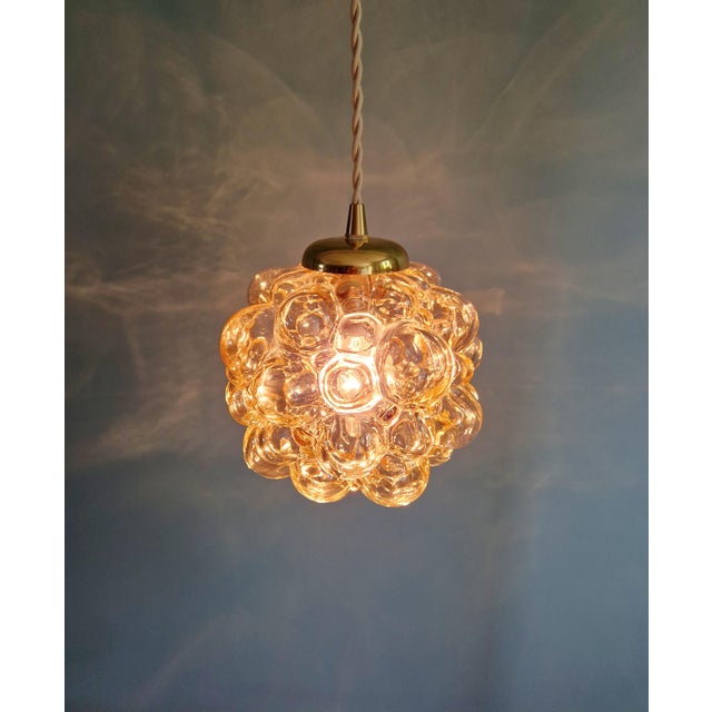 Amber Bubble Glass Pendant Lights by Helena Tynell for Glashütte Limburg, 1970s, Set of 3 For Sale - Image 12 of 16
