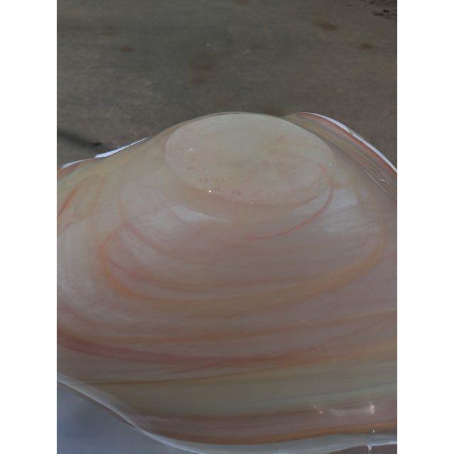 Mid 20th Century Italian Hand-Blown Art Glass Centerpiece Bowl, Swirled Pastels With Imprinted Rim, Attributed to Lavorazione Arte Murano For Sale - Image 10 of 10