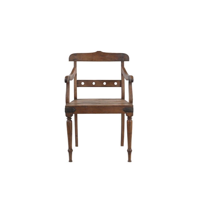 Farmhouse Vintage Anglo-Indian Teakwood Armchair For Sale - Image 3 of 3