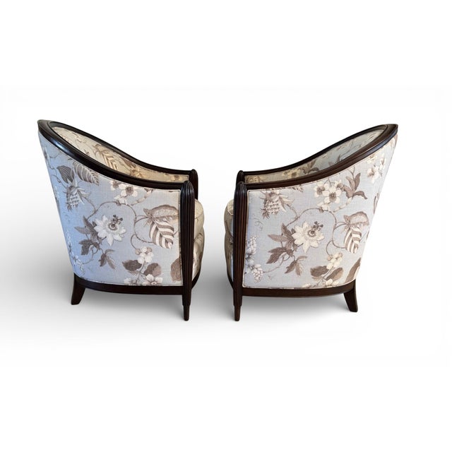 Thomasville Exposed Wood Art Deco Lounge Chairs, a Pair For Sale In Miami - Image 6 of 18