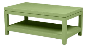 Custom Modern Coffee Table Wrapped in Raffia. The Name of This Paint Is "Kiwi"