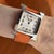 Vintage Hermes Heure H 30mm Steel White Dial Orange Swift Strap Quartz Watch For Sale In Miami - Image 6 of 7