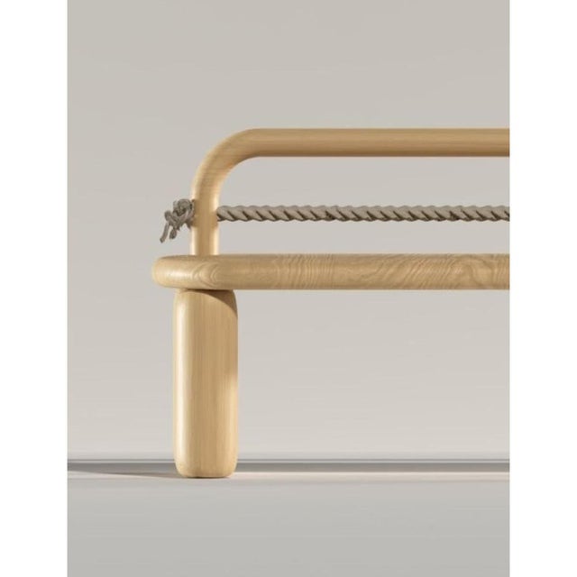 Rope Bench in Gentle Natural Oak by Virginia Arlotto For Sale - Image 4 of 8