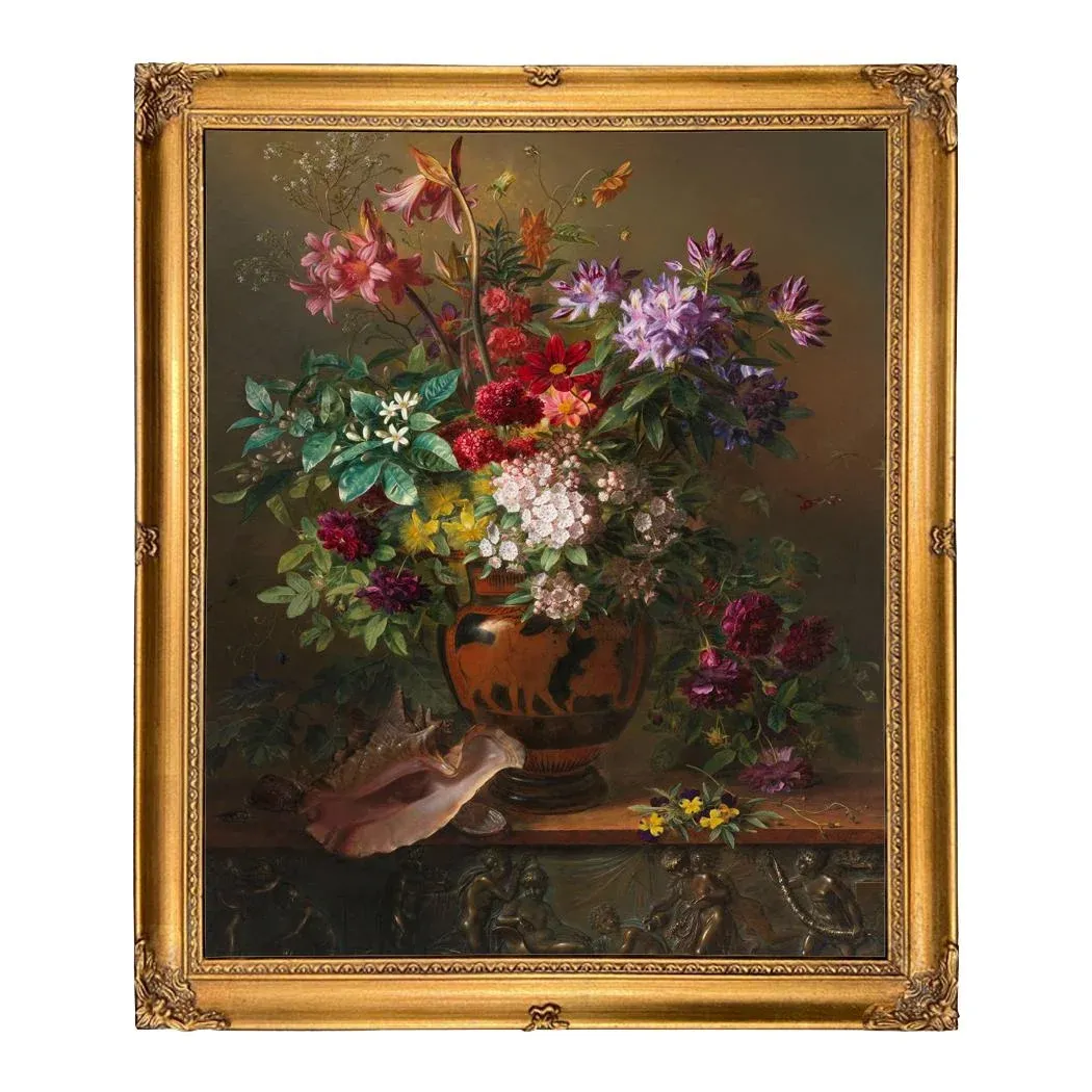 Framed Vintage Floral Wall Art Print – 12x16 Inch Lemon & Daisy Still Life For Kitchen, Bedroom, Living Room Decor