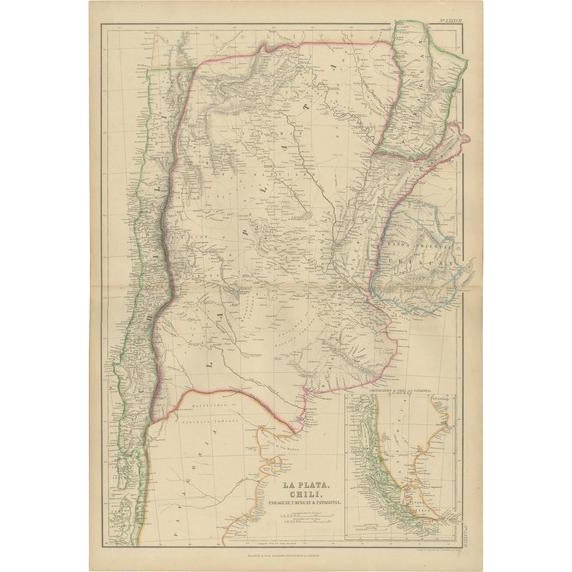 Antique Map of La Plata by W. G. Blackie, 1859 For Sale - Image 6 of 6