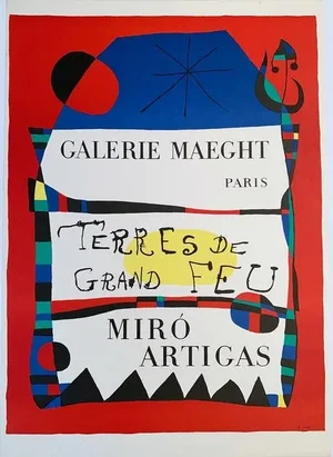 Joan Miró Galerie Maeght Paris, Rerres de Grand Feu, Miro Artigas Poster, 1956