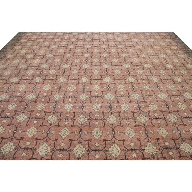 Modern Handmade Khotan Style Modern Wool Rug With Geometric Design in Brown For Sale - Image 3 of 7