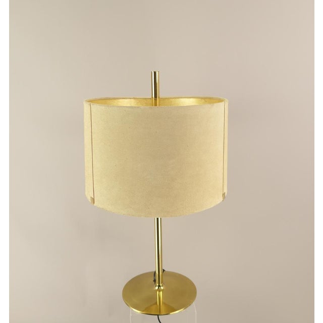 Vintage Italian Table Lamp with Suede Lampshade, 1970s For Sale - Image 4 of 14