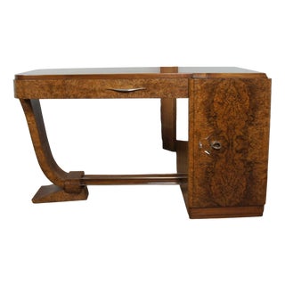 Art Deco Burr Walnut Desk by F.Pigeon of Paris, 1920s For Sale