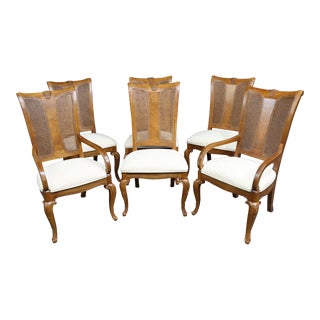 Thomasville Cherry & Burl Walnut Dining Chairs Set/6 For Sale