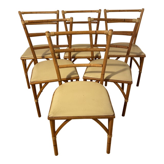 Mid Century Haywood Wakefield Faux Bamboo Rattan Dining Chairs Set of 6 Chairish