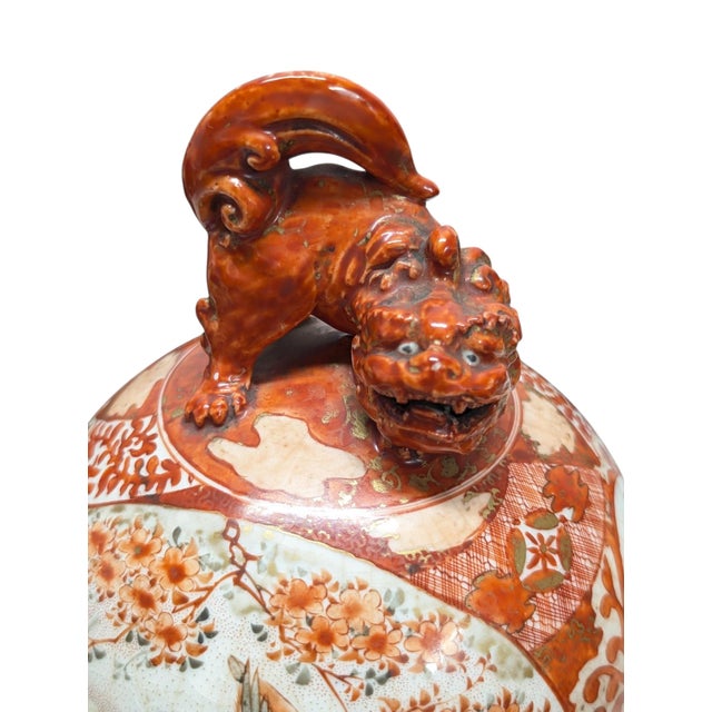 Mid 19th Century Meiji Period Japanese Kutani Porcelain Koro and Kylin Dog Globular Cover For Sale In Los Angeles - Image 6 of 12