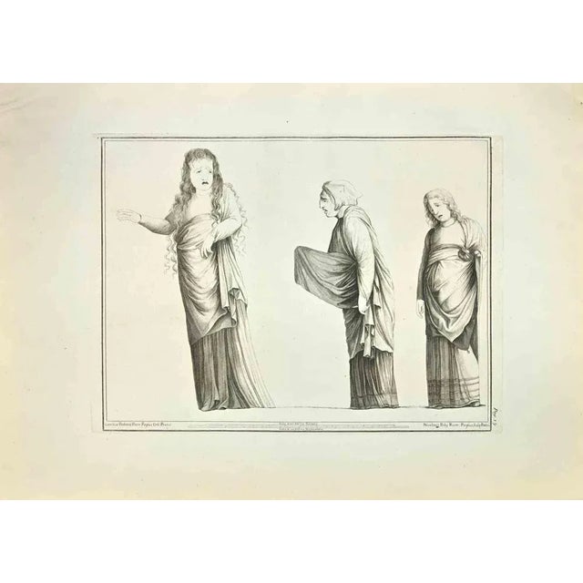 Mourning from "Antiquities of Herculaneum" is an etching on paper realized by Nicola Billy after Camillus Paderni in the...