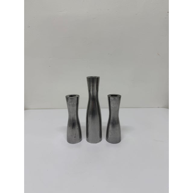 Modern Erika Pekkari Steel Candlestick Holders, 1990s - Set of Three For Sale - Image 3 of 13