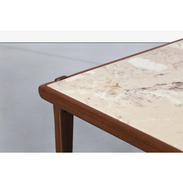 Mid-Century Modern Walnut and Faux Marble Side Tables For Sale - Image 12 of 13