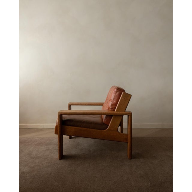 Mid-Century Modern Vintage Bonanza Lounge Chair in Finnish Oak & Cognac Leather by Esko Pajamies for Asko, 1960s For Sale - Image 3 of 18