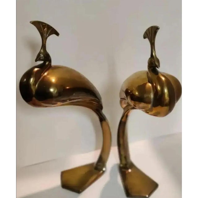 1980s 1980s Dolbi Cashier Large Standing Brass Peacock Sculptures- A Pair For Sale - Image 5 of 8