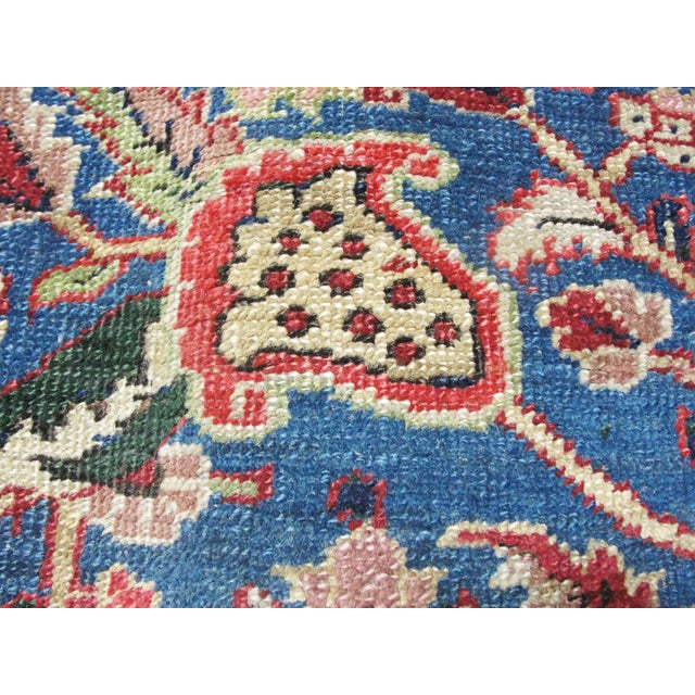 Blue Antique Persian Heriz/Serapi Carpet, Light Blue C-1910's For Sale - Image 8 of 10