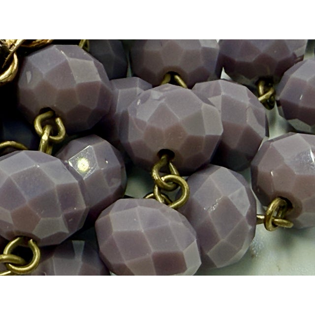English Book Chain Lavender Glass Gold Filled Long Victorian Necklace Antique 46” For Sale - Image 3 of 6