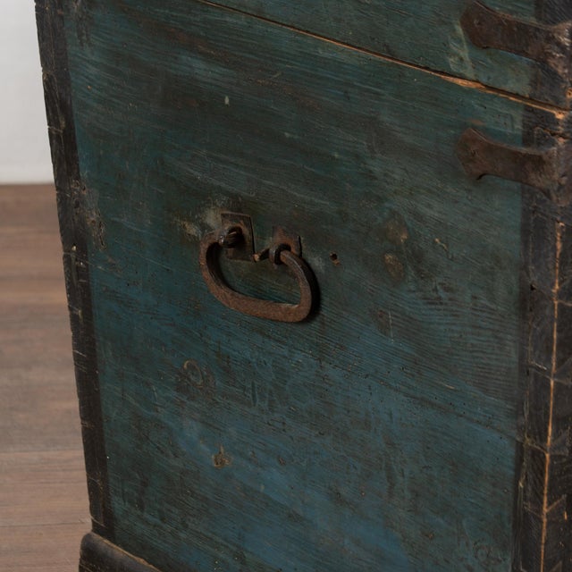 19th Century Swedish Original Painted Dome-Top Trunk, Dated 1863 For Sale - Image 12 of 15