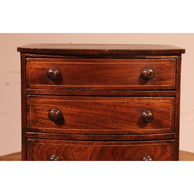 Lovely 19th Century Miniature Chest Of Drawers chest of drawers from England Bowfront miniature chest decorated with lemon...