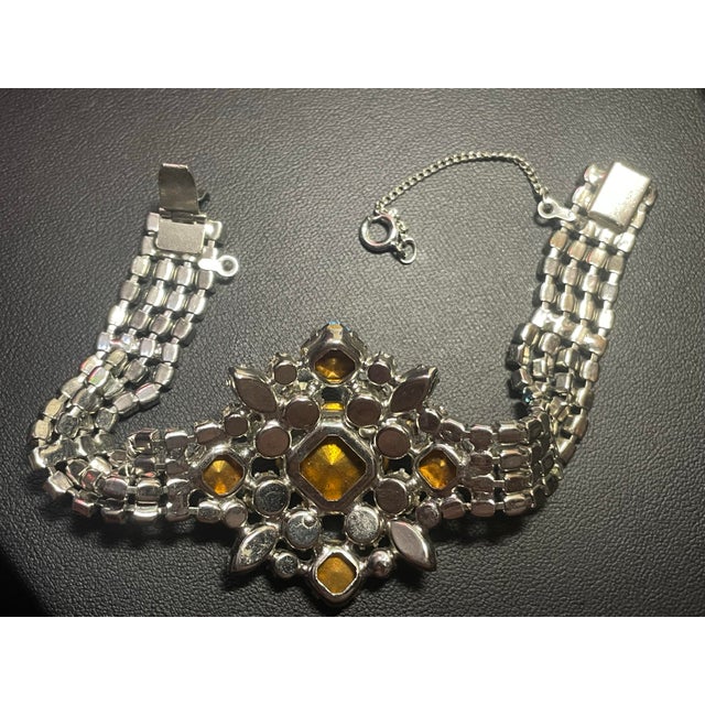 Juliana Vintage Juliana Deliza and Elster Style Purple Rhinestone 5-Link Cluster Bracelet, Aurora Borealis & Marquise For Sale - Image 4 of 7