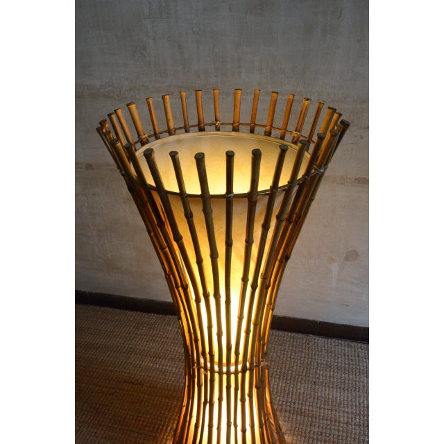 Beige Bamboo Floor Lamp by Franco Albini, 1960s For Sale - Image 8 of 10