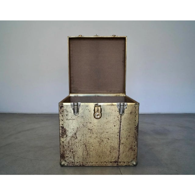 1960's Hollywood Regency Patinated Brass Campaign Cube Trunk