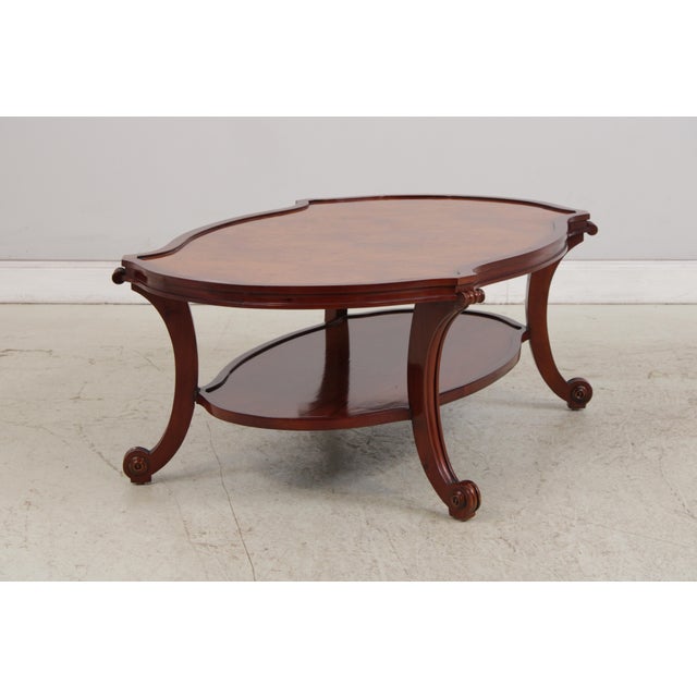 1990s Gorgeous Burl Wood 2 Tier Coffee Table For Sale - Image 5 of 16