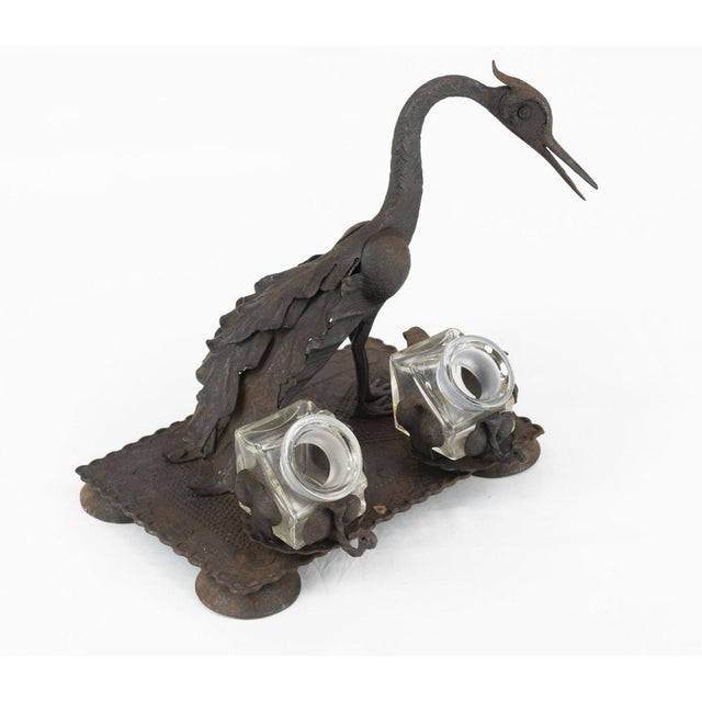 Wrought Iron Desk Inkwell, 1920s For Sale - Image 3 of 10