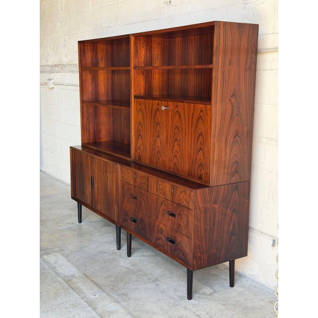 1960s Rosewood Wall Unit Bookcase With Tambour Doors Lyby Møbler Denmark 1960s For Sale - Image 5 of 10