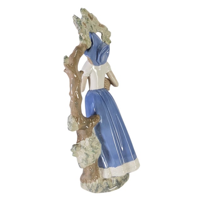 Figurative Tengra Maiden Flower Basket & Tree Porcelain Figurine 15" For Sale - Image 3 of 12