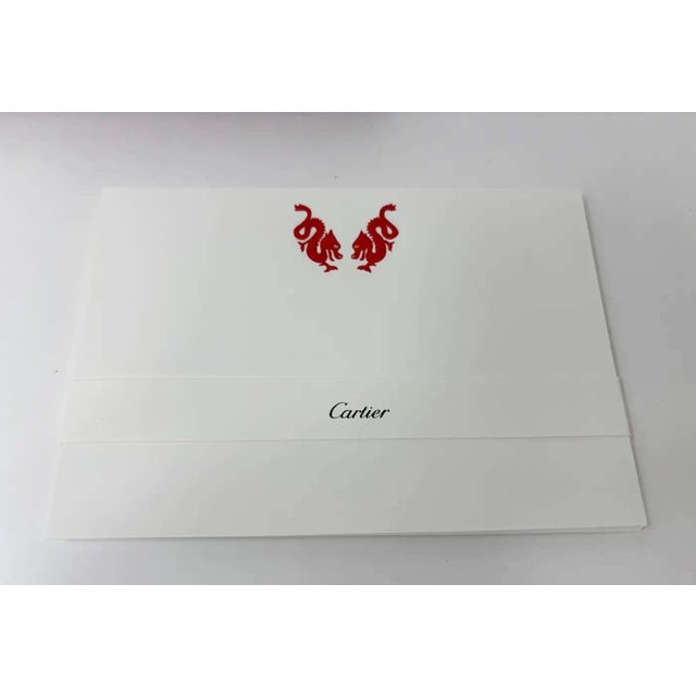Cartier Red Chinese Dragons Card and Envelope Set in Luxury Box Desk Stationery For Sale - Image 9 of 9
