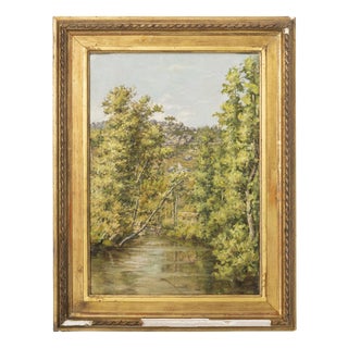 Torcato Pinheiro, River Landscape, Oil Painting on Canvas For Sale