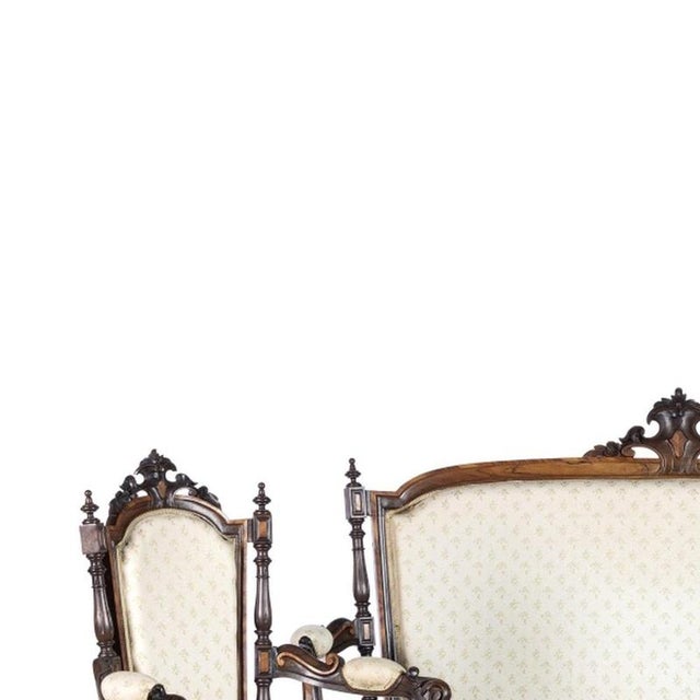 Furniture - Sofa and pair of armchairs; in fine wood - 19th century. Portuguese from the 19th century; in fine wood and...