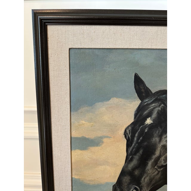 Wood Vintage Equestrian Horse Portrait Oil Painting by James Slick - Framed For Sale - Image 7 of 16