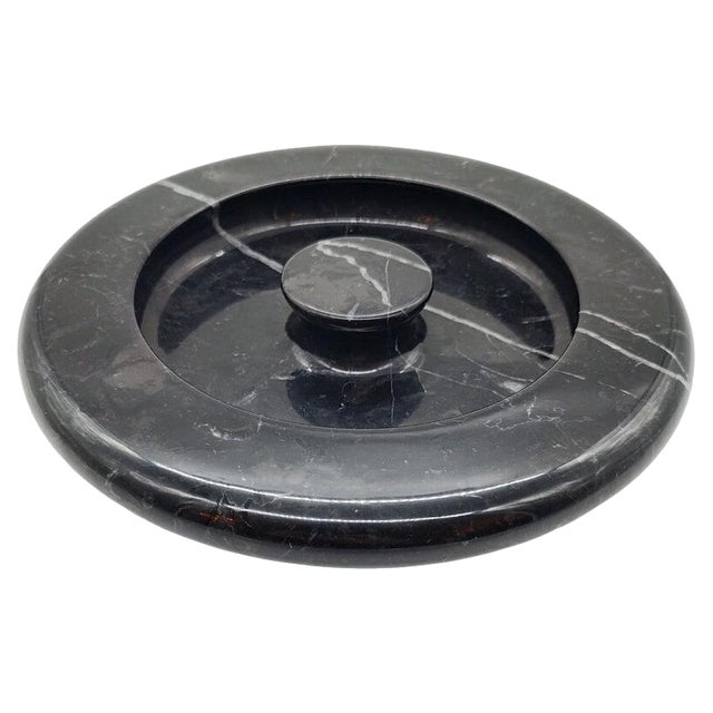 Black Marble Ashtray attributed to Angelo Mangiarotti, Italy, 1970s For Sale