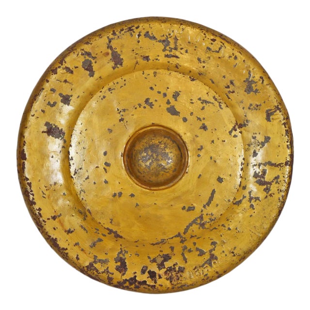 Vintage Gold Bronze Asian Industrial Gong Wall Object For Sale