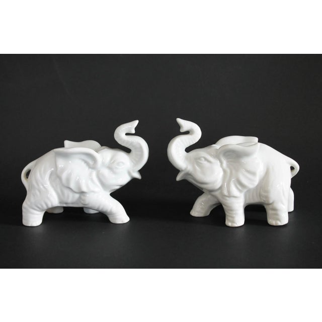 Ceramic Pair of Vintage Ceramic Decorative Elephant Figurines For Sale - Image 7 of 7