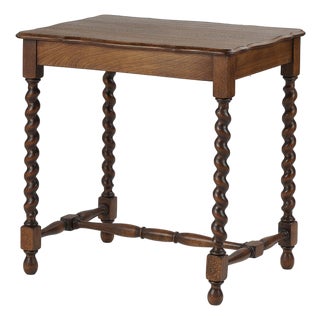 Vintage Oak Barley-Twist Side Table For Sale