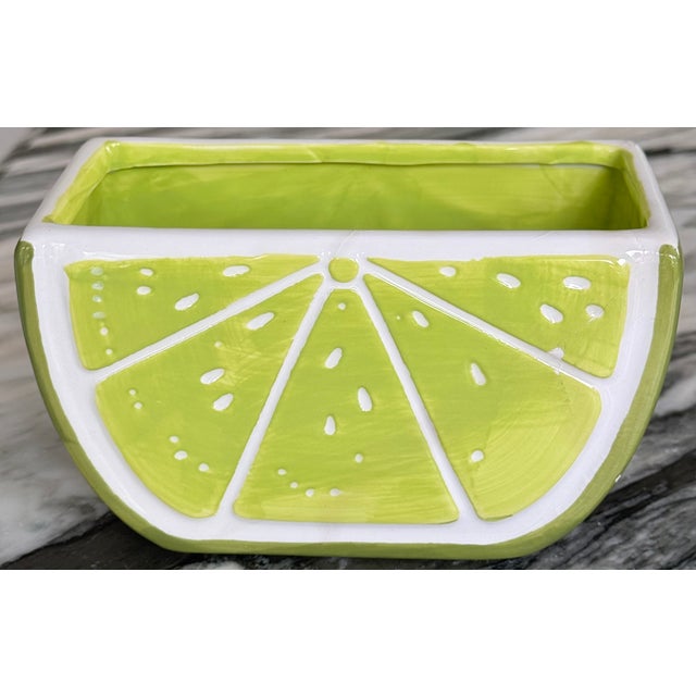 Vintage Lime Motif Vase or Napkin Holder For Sale - Image 11 of 16