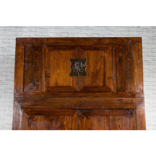 Wood Chinese Qing Dynasty 19th Century Compound Cabinet with Drawers and Hidden Panel For Sale - Image 7 of 12