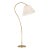 Amber Lewis by Visual Comfort Signature Dume Large Arched Floor Lamp in Hand-Rubbed Antique Brass with Silk Pleated Shade For Sale