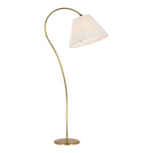 Amber Lewis by Visual Comfort Signature Dume Large Arched Floor Lamp in Hand-Rubbed Antique Brass with Silk Pleated Shade