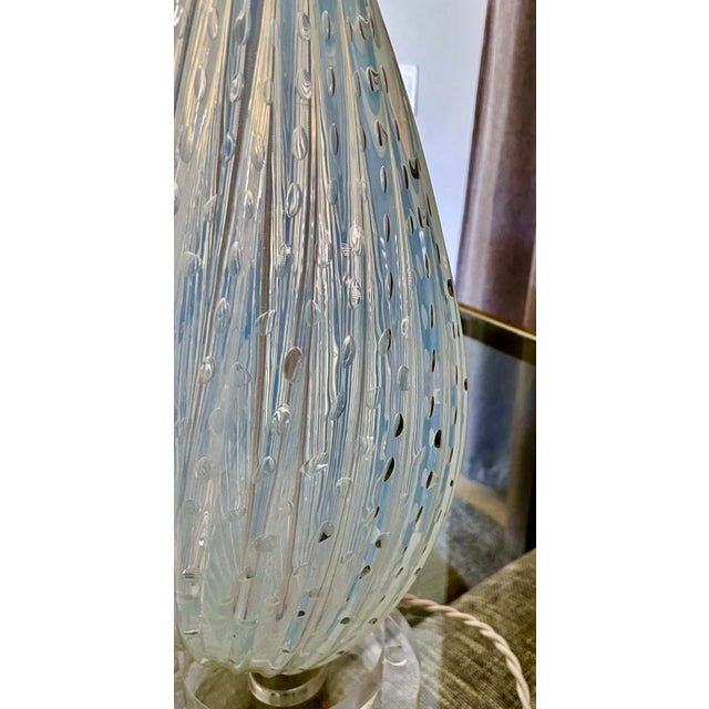 1950s Murano Opalescent Controlled Bubble Table Lamps - a Pair For Sale - Image 11 of 13