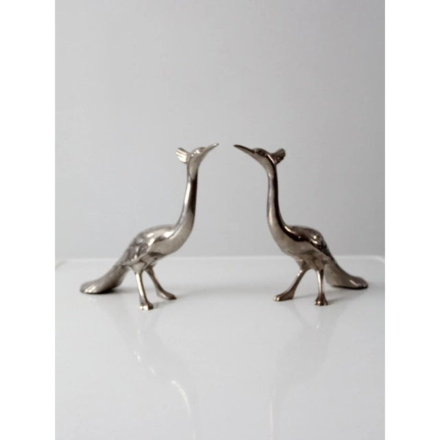 Metal Mid-Century Peacock Figurines Pair For Sale - Image 7 of 11