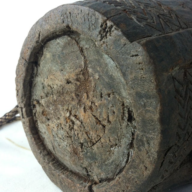 Wood Vintage Indian Carved Wooden Raita Pot For Sale - Image 7 of 12